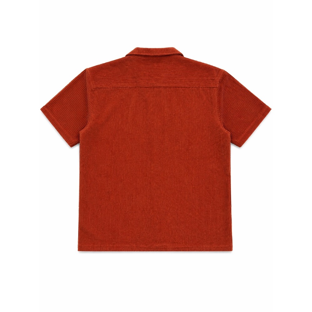 Massive Mens Burnt Orange light Corduroy Short Sleeve Collar Button Down Shirt M - Picture 4 of 5